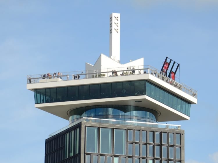 The famous swing that goes over the edge on top of the A'DAM Lookout