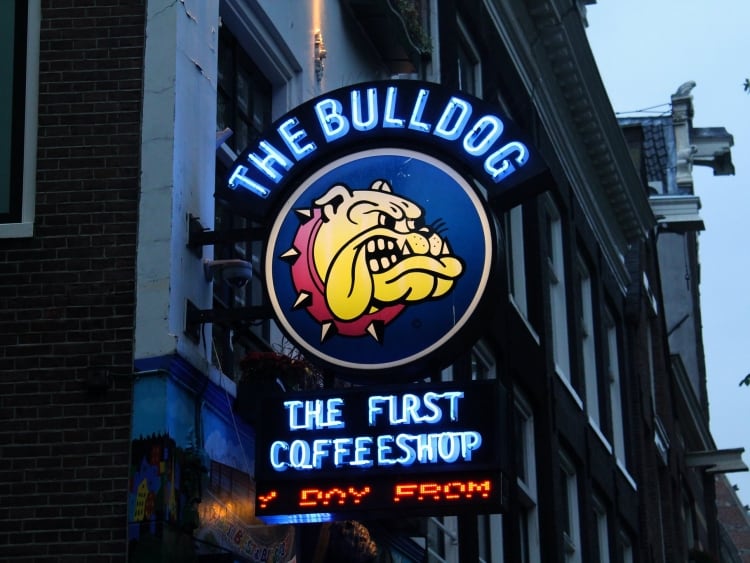 Coffeeshop The Bulldog has several shops in the center of Amsterdam