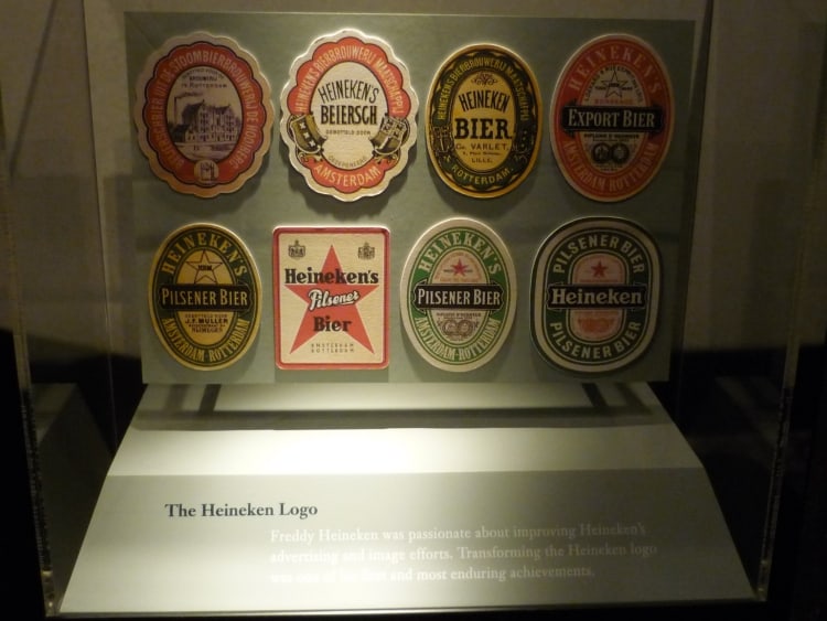 Überblick über einige der Heineken-Logos im Laufe der Jahre