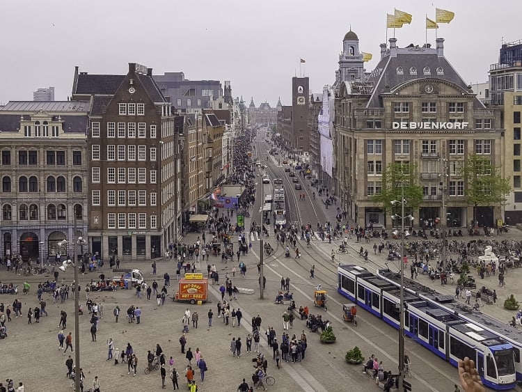 At the top of Madame Tussauds you have this beautiful view of the Dam Square